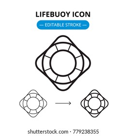 Lifebuoy line icon with editable stroke. Vector symbol