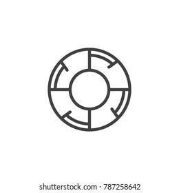 Lifebuoy line icon, outline vector sign, linear style pictogram isolated on white. Lifesaver, help symbol, logo illustration. Editable stroke