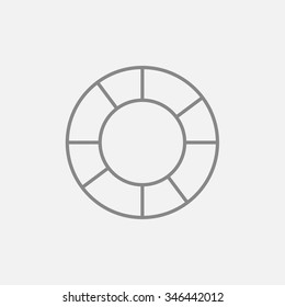 Lifebuoy line icon for web, mobile and infographics. Vector dark grey icon isolated on light grey background.