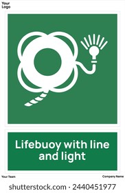 Lifebuoy with line and light signs symbol standard iso 7010