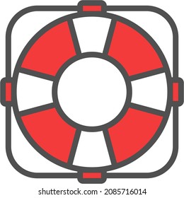 Lifebuoy linear icon with colored fill.Vector illustration.