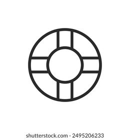 Lifebuoy, linear style icon. help, support, or rescue services. Editable stroke width.