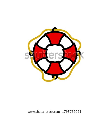 Lifebuoy linear vector icon. sos and safety ring line thin sign. life buoy outline symbol. life saver simple logo color on white. help or debark icon 
