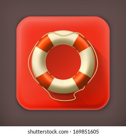 Lifebuoy, long shadow vector icon