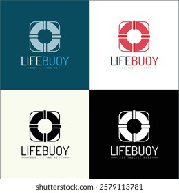 Lifebuoy marine life ring silhouette logo set template design