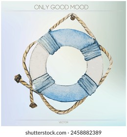 Lifebuoy, maritime watercolor vector illustration.