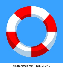 Lifebuoy on a blue background. Symbol of salvation and help. Vector illustration in cartoon style.