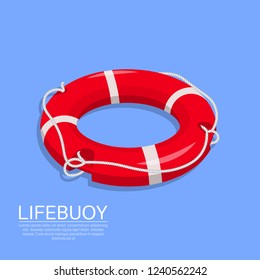 Lifebuoy on the isolated background. A subject for the help on water, rescue of drowning. Sea stock. An element for design.3D. Isometry. A vector illustration in flat style.
