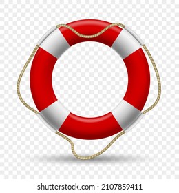 Lifebuoy on transparent. Lifeguard buoy isolated, float safe life guard, rescue saver, swim circle lifesaver, lifesaving ring buoy, vector water swimming safety lifebelt
