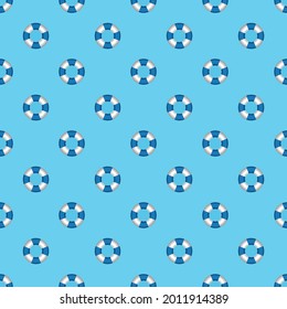 
Lifebuoy pattern blue vector background, nautical texture.