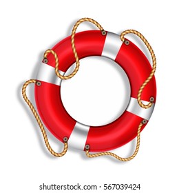 Lifebuoy, red, isolated, vector image