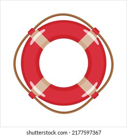 Lifebuoy is red on a white background. Can be used as a sticker, picture, icon, illustration, background, flyer, on holidays, quest, party.