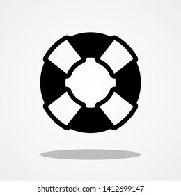 Lifebuoy Ring Icon with Gray Shadow