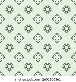 Lifebuoy ring line seamless pattern, human rescue theme. Vector graphics. Round ring, water safety sign with background, repeat line icon