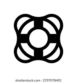 Anillo de salvavidas. Icono de Vector de trazo delineado con detalles rellenos de negro.