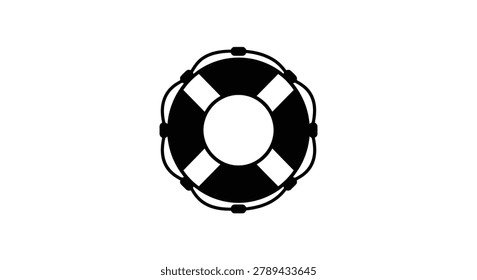 lifebuoy ring silhouette on white background safety rescue floatation marine nautical black icon symbol emergency water