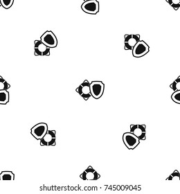 Lifebuoy and safety shield pattern repeat seamless in black color for any design. Vector geometric illustration