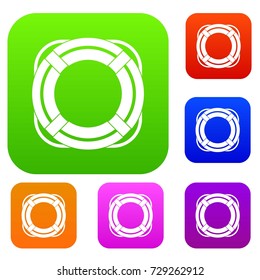 Lifebuoy set icon color in flat style isolated on white. Collection sings vector illustration