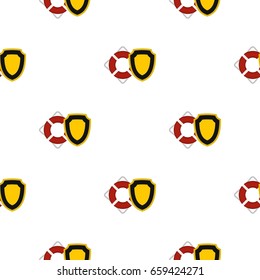 Lifebuoy and shield pattern seamless flat style for web vector illustration