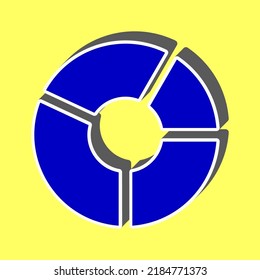 Lifebuoy sign. Blue Icon with white stroke in 3d at yellow Background. Illustration.