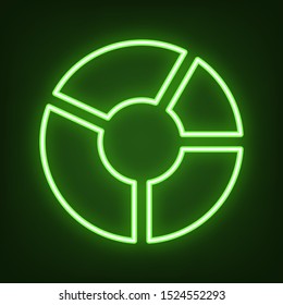 Lifebuoy sign. Green neon icon in the dark. Blurred lightening. Illustration.