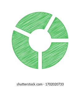 Lifebuoy sign. Green scribble Icon with solid contour on white background. Illustration.