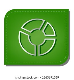 Lifebuoy sign. Silver gradient line icon with dark green shadow at ecological patched green leaf. Illustration.
