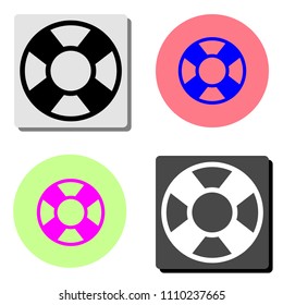 lifebuoy. simple flat vector icon illustration on four different color backgrounds