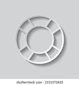 Lifebuoy simple icon. Flat design. Paper style with shadow. Gray background.ai