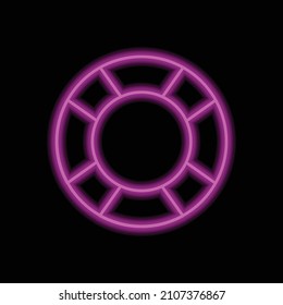 Lifebuoy simple icon. Flat desing. Purple neon on black background.ai