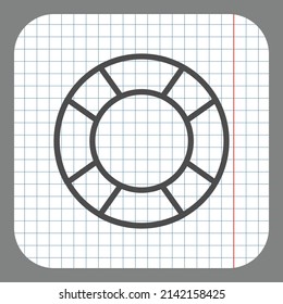 Lifebuoy simple icon. Flat desing. On graph paper. Grey background.ai