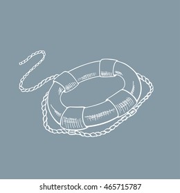 lifebuoy sketch, hand drawn vector illustration.