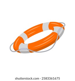 Lifebuoy, Summer Flat Vector Illustration. Isolated