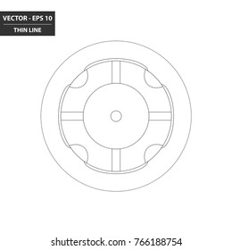 Lifebuoy thin line flat icon. Vector Illustration.