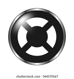 lifebuoy - vector icon; black button