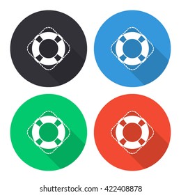 lifebuoy vector icon - colored round buttons with long shadow