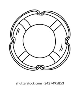 Lifebuoy vector icon in doodle style. Symbol in simple design. Cartoon object hand drawn isolated on white background.