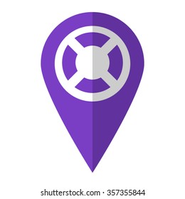 lifebuoy - vector icon;  violet map pointer