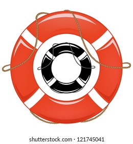lifebuoy vector illustration - in color and monochrome