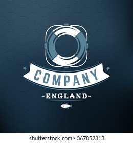 Lifebuoy. Vintage Retro Design Elements for Logotype, Insignia, Badge, Label. Business Sign Template. Textured Background