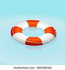 Lifebuoy in the water of a swimming pool