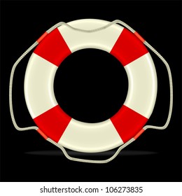 Lifebuoy white on black, vector, 10eps.