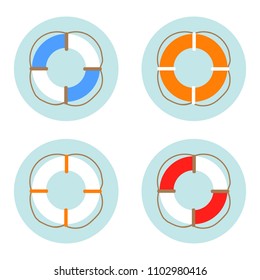 Lifebuoys set on white background vector illustration flat desing