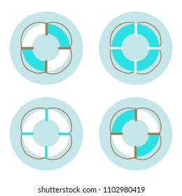 Lifebuoys set on white background vector illustration flat desing