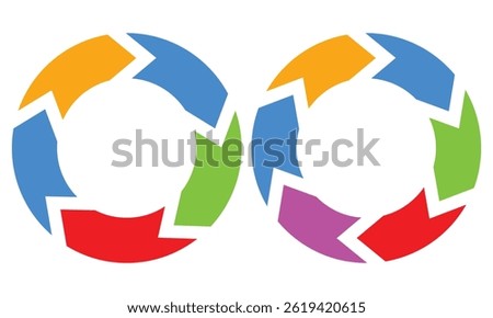 Lifecycle 5 and 6 part wheel diagram vector template
