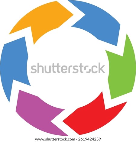 Lifecycle 6 part wheel diagram vector template