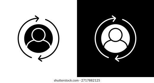 Icono de ciclo de vida relleno en blanco y negro.