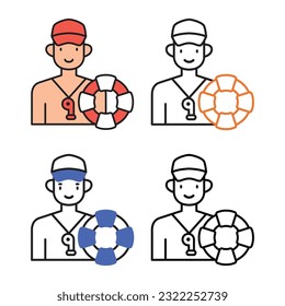 Lifeguard avatar icon design in four variation color svg