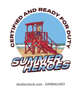 Lifeguard Beach tower vector illustration, perfect for t shirt design and poster