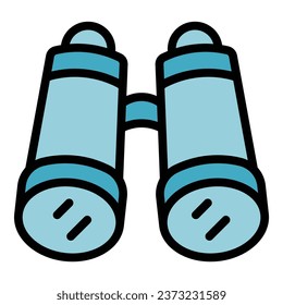 Lifeguard binoculars icon outline vector. Ocean help. Water jacket color flat